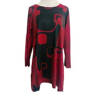 Jess & Jane Size XL  Top Blouse Abstract Art to Wear Boho Lagenlook